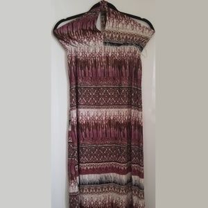Jon & Anna Printed Tie Neck Maxi Dress | Maroon